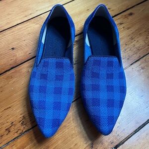 Rothy’s pointed loafers  8.5 in Lazuli Gingham blue